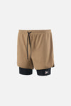 Layered Pocketed Trail Shorts, Morel/Black