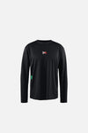 Long Sleeve Boxy Training Tee, Black Flame