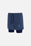 Layered Training Shorts, Slate Blue/Indigo