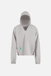 Open Neck French Terry Hoodie, Cement