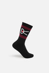 USA Cotton Socks (2 Pack), Black & Burgundy Stripe
