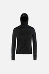 Hooded Fitted Grid Fleece, Black