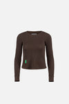 Fitted Long Sleeve Waffle T-Shirt, Umber
