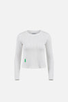 Fitted Long Sleeve Waffle T-Shirt, White